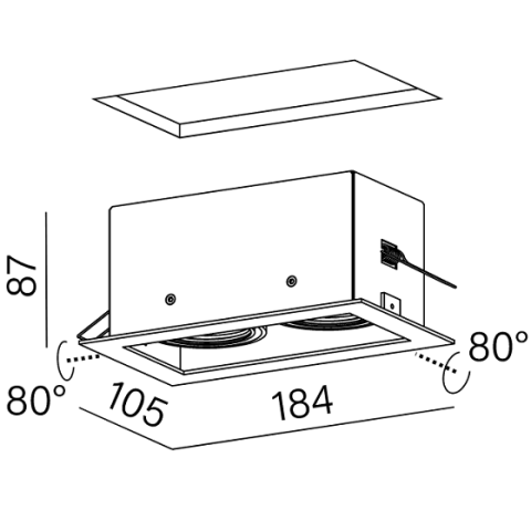 SQUARES 50x2 230V Phase-Control wpuszczany AQForm 36812 - Oprawa kwadratowa metalowa 2xGU10 do zabudowy 2