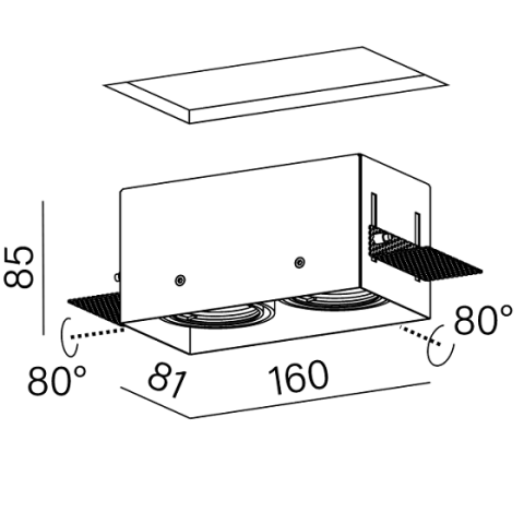 SQUARES 50x2 trimless 230V Phase-Control wpuszczany AQForm 37012 - Oprawa wpuszczana bezramkowa do zabudowy kwadratowa 2