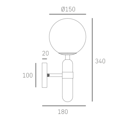 Kinkiet LA SPEZIA W01350BK Cosmo Light Minimalistyczna, elegancka szklana kula marmur 2