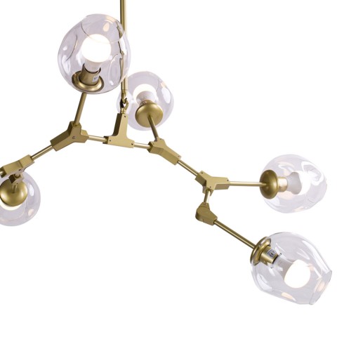 MODERN ORCHID-6 złoto transparentna 130 cm Step into Design Duża, Duża, nowoczesna lampa wiszącą gałęzie orchidei.