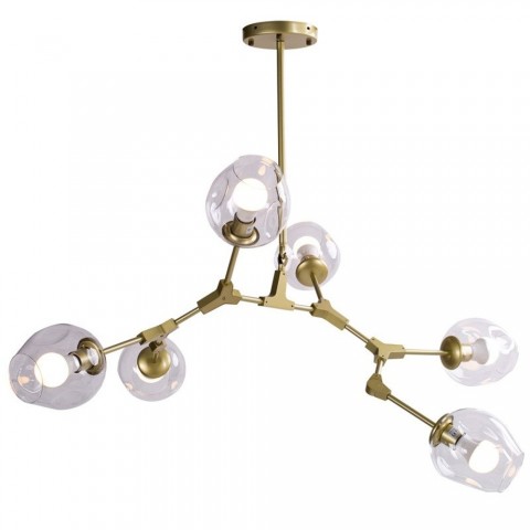 MODERN ORCHID-6 złoto transparentna 130 cm Step into Design Duża, Duża, nowoczesna lampa wiszącą gałęzie orchidei.