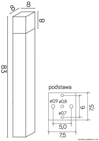 Cube CB-830 BL SU-MA Lampa ogrodowa stojąca słupek ogrodowy