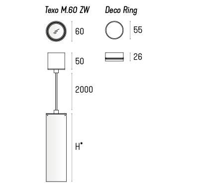 TEXO M.60 ZW H500 | 7W GU10  Labra - Lampa wisząca rurka
