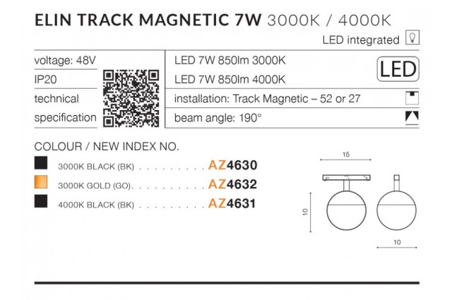 Alfa ELIN TRACK MAGNETIC AZZARDO Lampa do szynoprzewodu magnetycznego ALFA AZZARDO