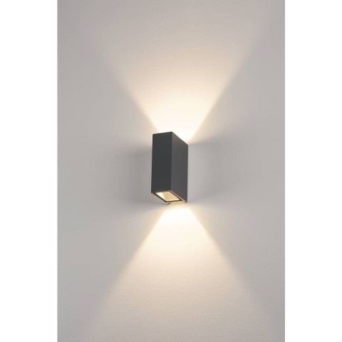 lampa ścienna, LED, 3000K, IP44, kwadratowa, up/down, antracytowa