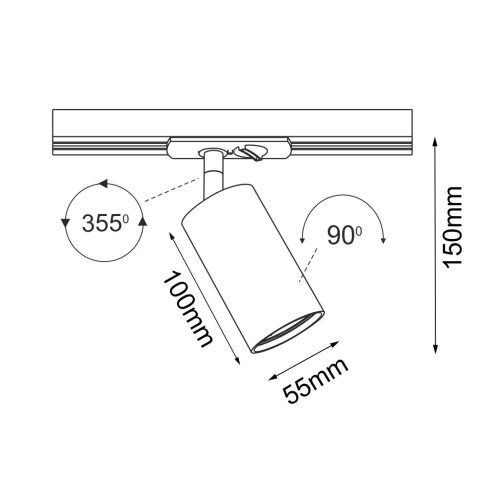 Spot Ace track 55 - Biały - Szynoprzewód 1F 230V 6255 Antigo 2
