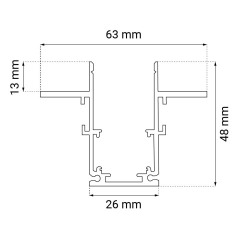 Szynoprzewód magnetyczny podtynkowy Komatsu 48V - Biały (2 m) 6502 Antigo 2