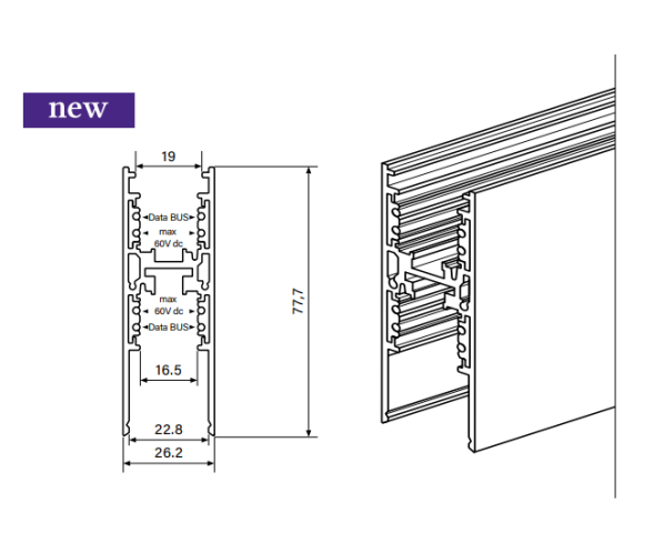 M  MULTITRACK SZYNOPRZEWÓD UP&DOWN zwieszany głęboki 1m czarny Aqform Szynoprzewód niskonapięciowy 48V HIGH MULTITRACK 2