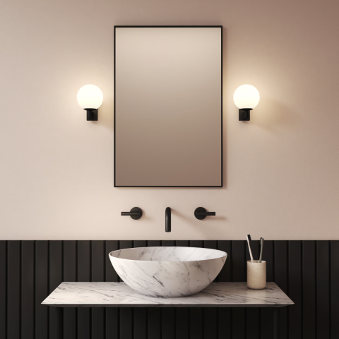 Sagara Matowy Czarny 1168003 ASTRO Lighting Kinkiet czarny + biała kula IP44
